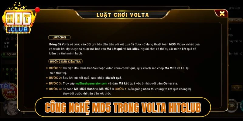 Công nghệ MD5 trong Volta Hitclub