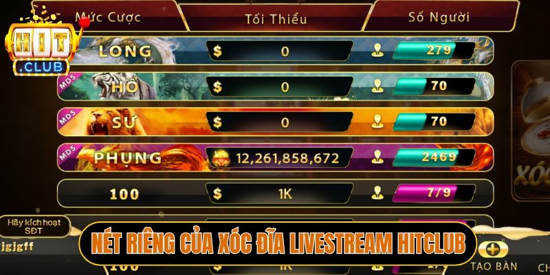 Nét riêng của Xóc đĩa livestream Hitclub 