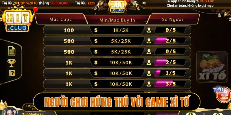 Người chơi hứng thú với game Xì tố