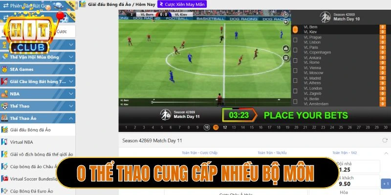 O Thể Thao cung cấp nhiều bộ môn 